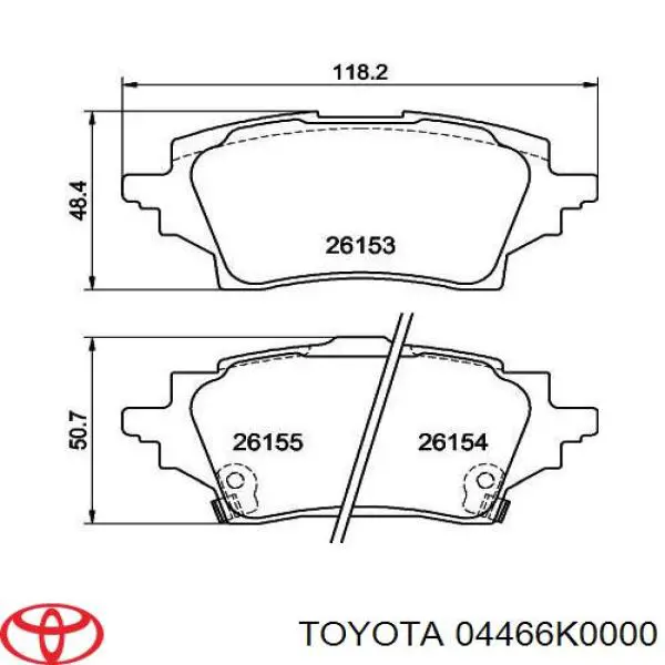 04466K0000 Toyota sapatas do freio traseiras de disco