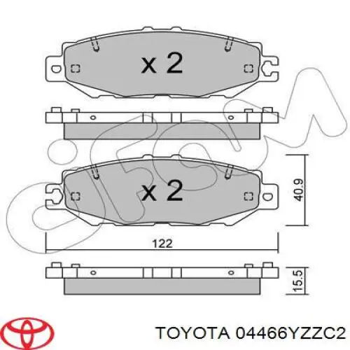 Задние тормозные колодки 04466YZZC2 Toyota