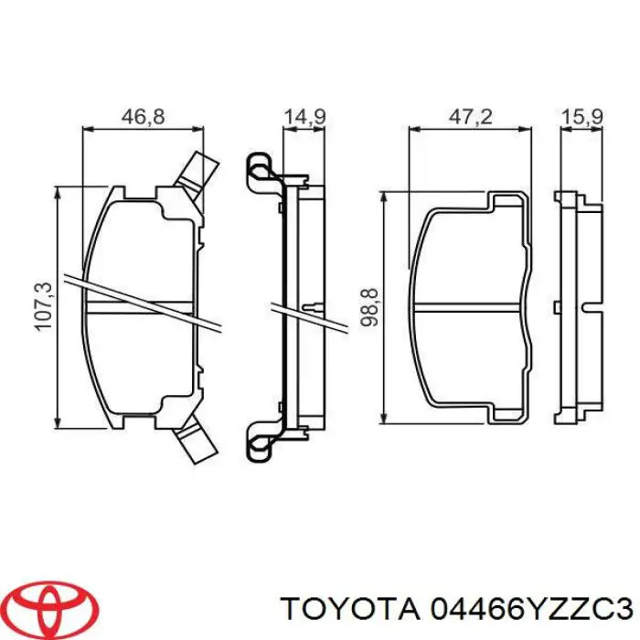 Compre 04466YZZC3 Toyota Sapatas do freio traseiras de disco