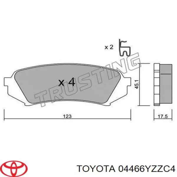 Купить 04466YZZC4 Toyota Колодки тормозные задние, дисковые