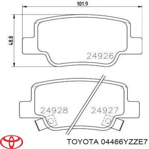 Задние тормозные колодки 04466YZZE7 Toyota