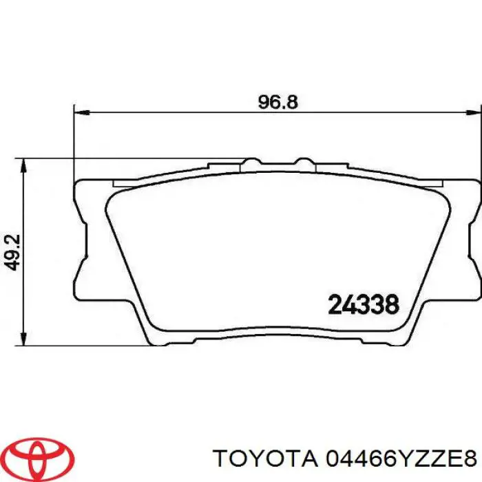 04466YZZE8 Toyota колодки тормозные задние дисковые