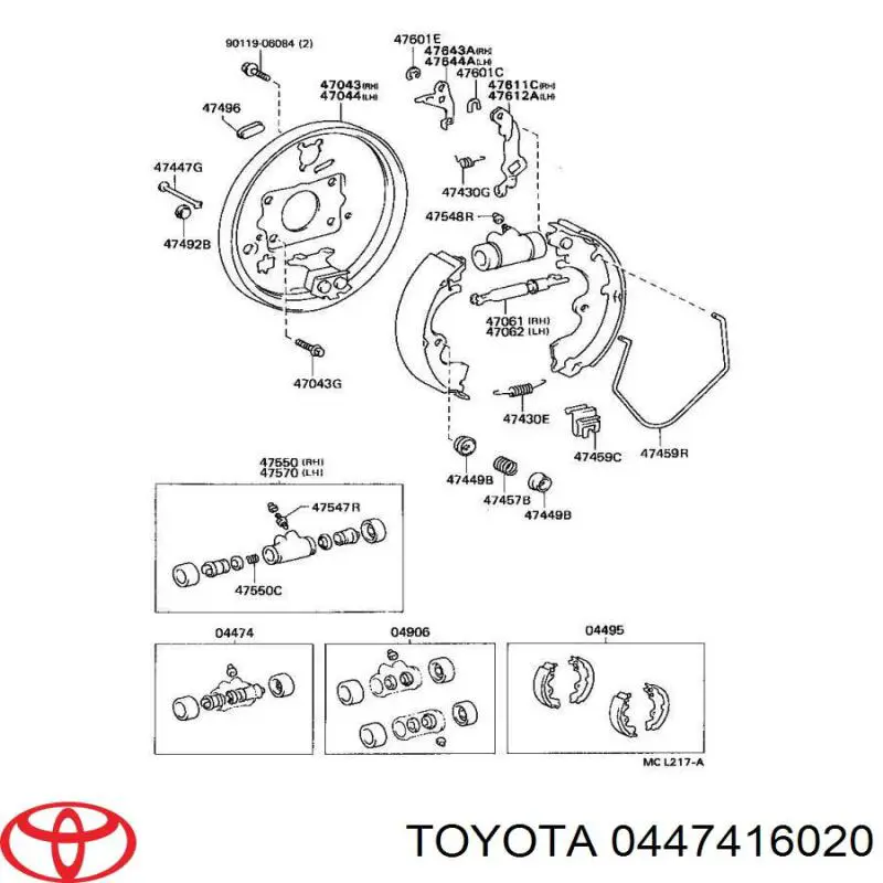 Купить 447416020 Toyota Ремкомплект тормозного цилиндра заднего
