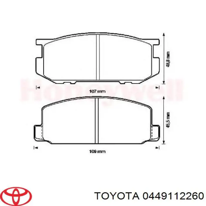 0449112260 Toyota передние тормозные колодки