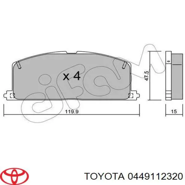 Передние тормозные колодки 0449112320 Toyota