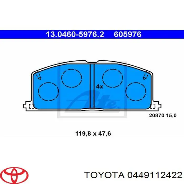 Колодки Toyota 0449112422 цена, от 16.59 USD