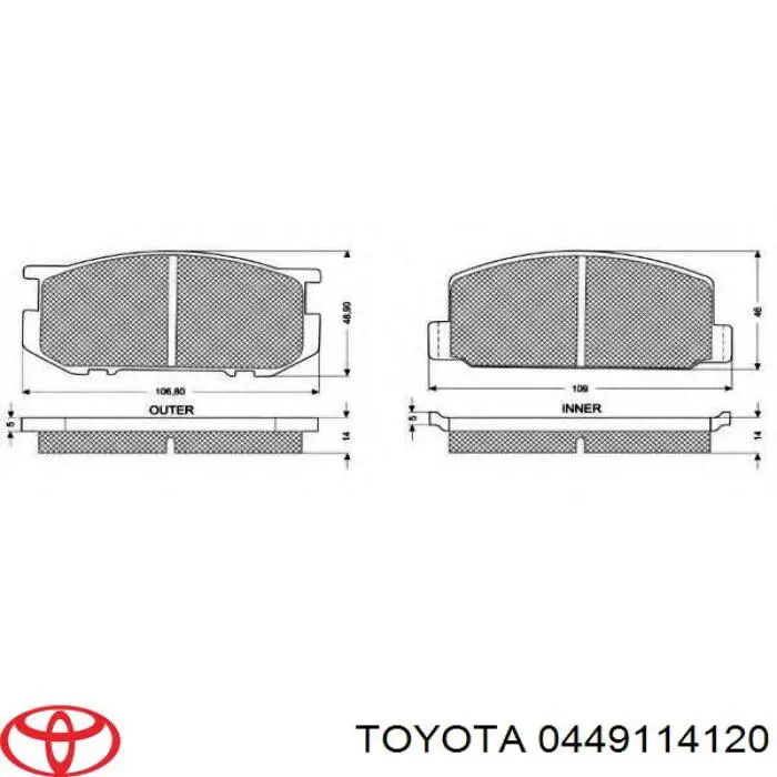 0449114120 Toyota Колодки передние