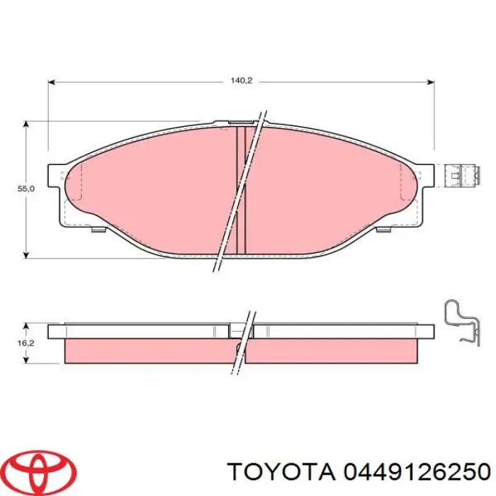 0449126250 Toyota колодки тормозные передние дисковые