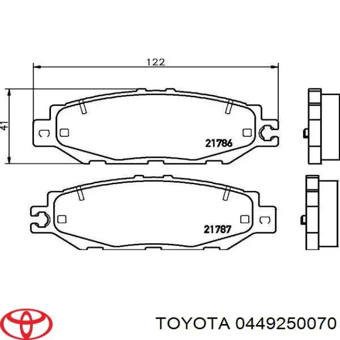 Задние тормозные колодки 0449250070 Toyota