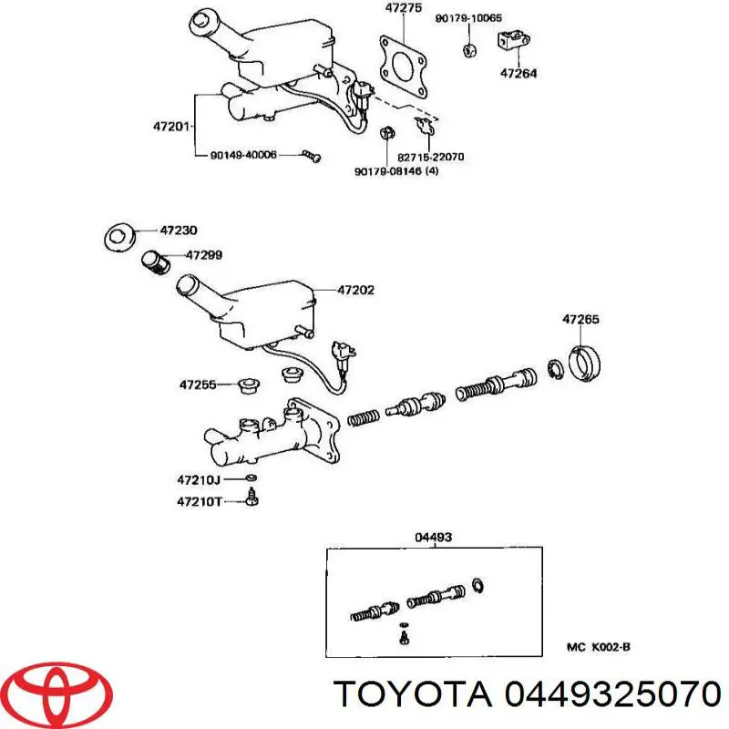 Ремкомплект главного тормозного цилиндра 449325070 Toyota