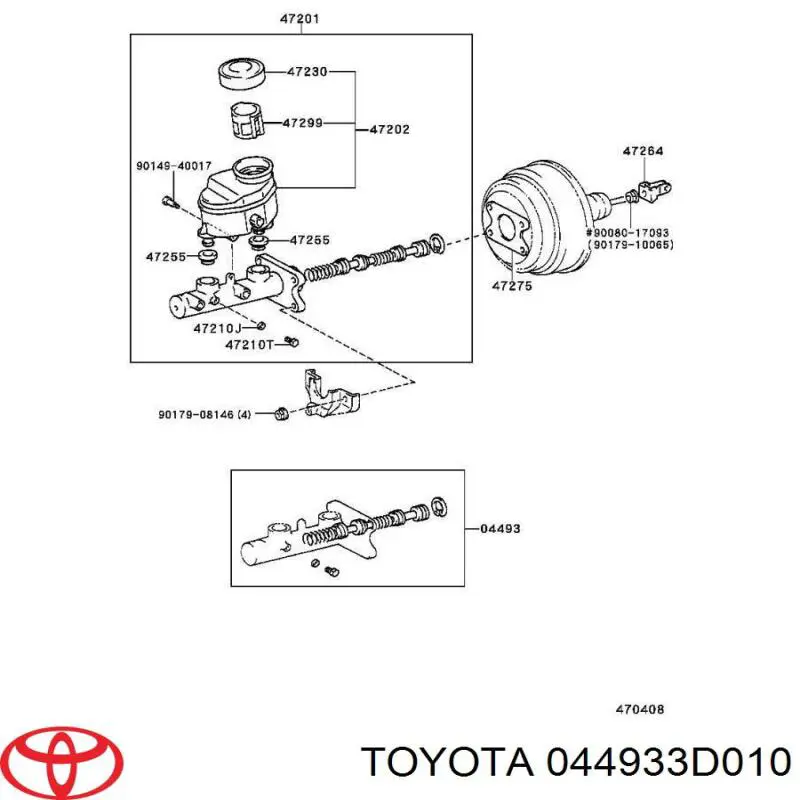 Ремкомплект главного тормозного цилиндра на Toyota Hiace IV 