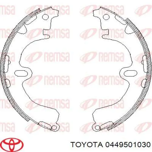 0449501030 Toyota Барабанные тормозные колодки