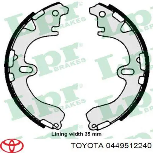 Задние барабанные колодки 0449512240 Toyota