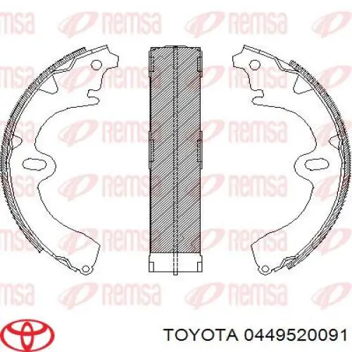 Задние барабанные колодки 0449520091 Toyota