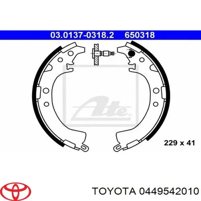 Задние барабанные колодки 0449542010 Toyota