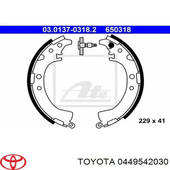 Задние барабанные колодки 0449542030 Toyota