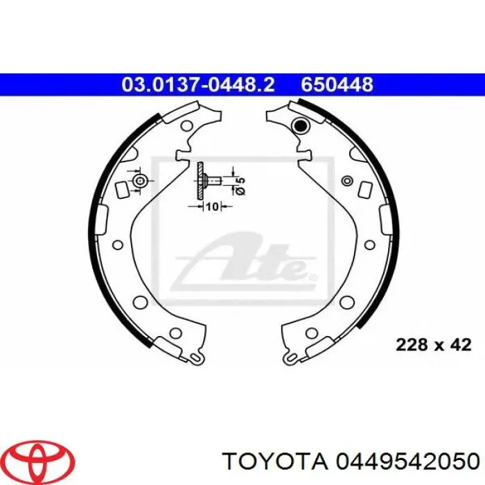 Задние барабанные колодки 0449542050 Toyota