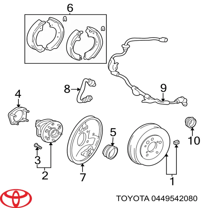 Барабанные колодки Toyota 0449542080