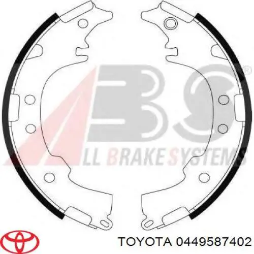 Задние барабанные колодки 0449587402 Toyota