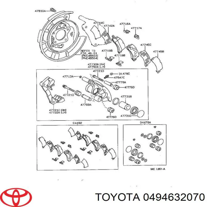 494632070 Toyota пластина противоскрипная крепления тормозной колодки задней