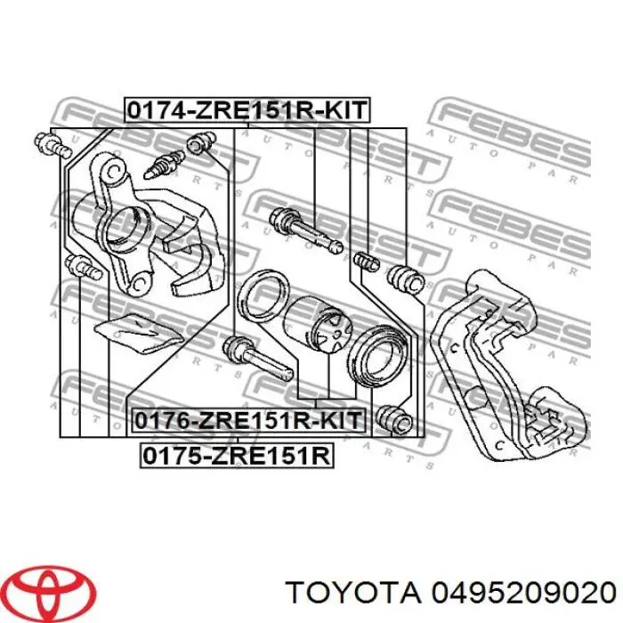 4952090200 Toyota kit de reparação de suporte do freio dianteiro