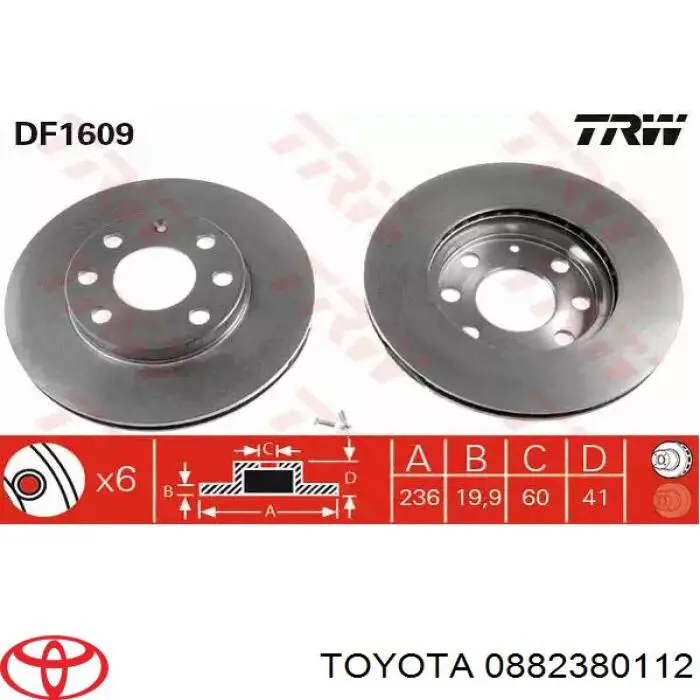 0882380112 TOYOTA Liquido de frenos original y equivalente