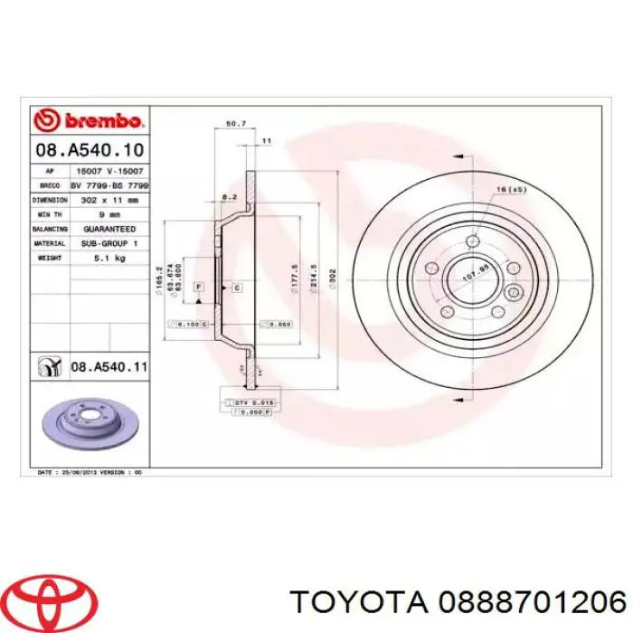 Смазка направляющих суппортов Toyota 0888701206