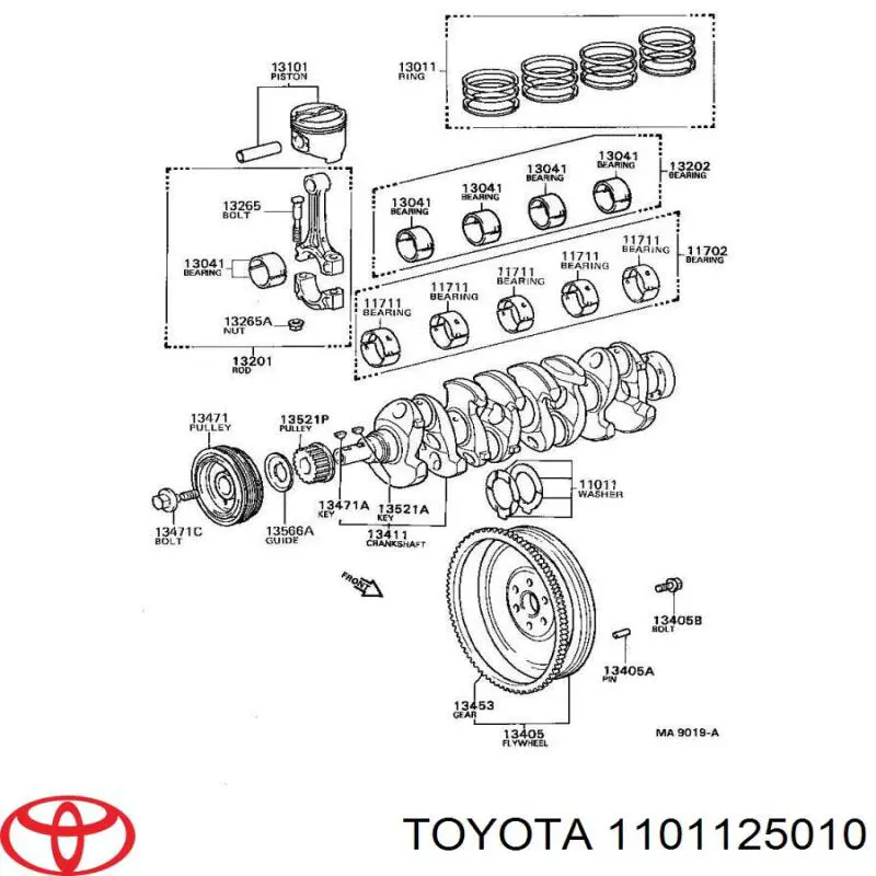 Полукольцо упорное (разбега) коленвала, STD, комплект на Toyota Hiace II 