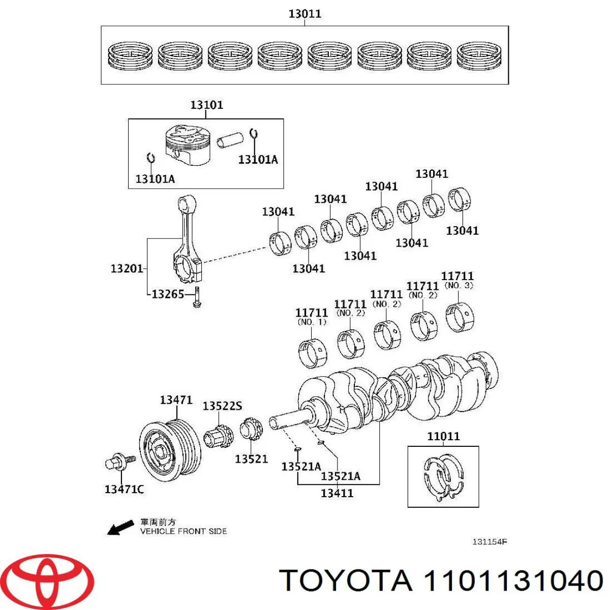 1101131040 Toyota полукольцо упорное (разбега коленвала, STD, комплект)