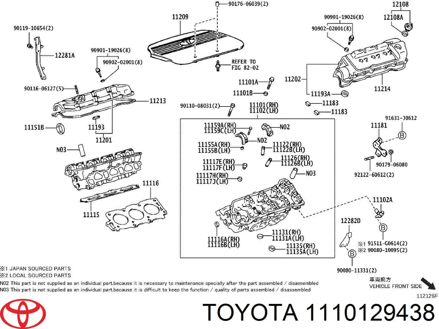 Головка блока цилиндров (ГБЦ) правая на Toyota Sienna L1