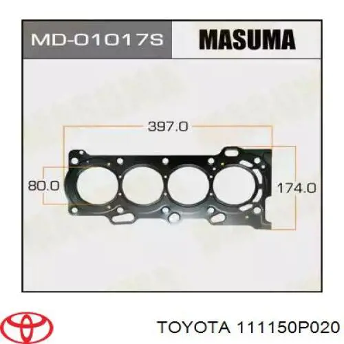 Правая прокладка ГБЦ 111150P020 Toyota
