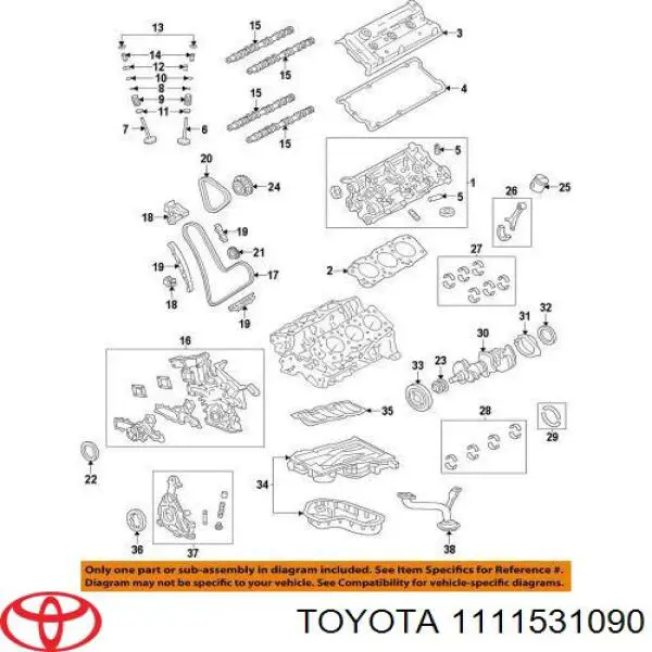 Прокладка головки блока цилиндров (ГБЦ), правая Toyota 1111531090 цена, от 35.26 USD
