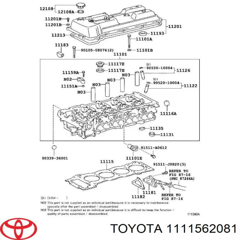 Правая прокладка ГБЦ 1111562081 Toyota