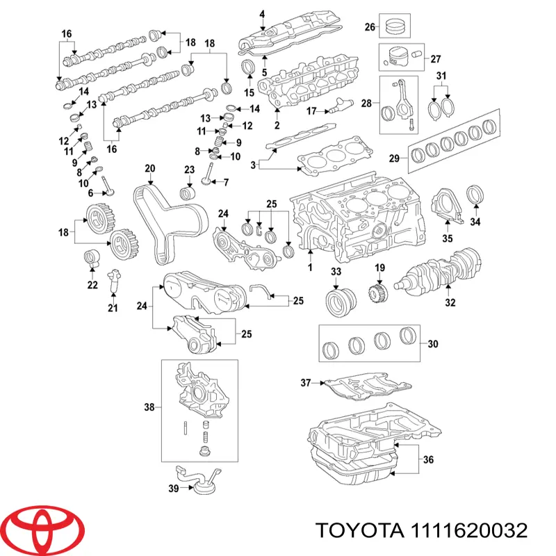 Прокладка головки блока цилиндров (ГБЦ) левая Toyota 1111620032