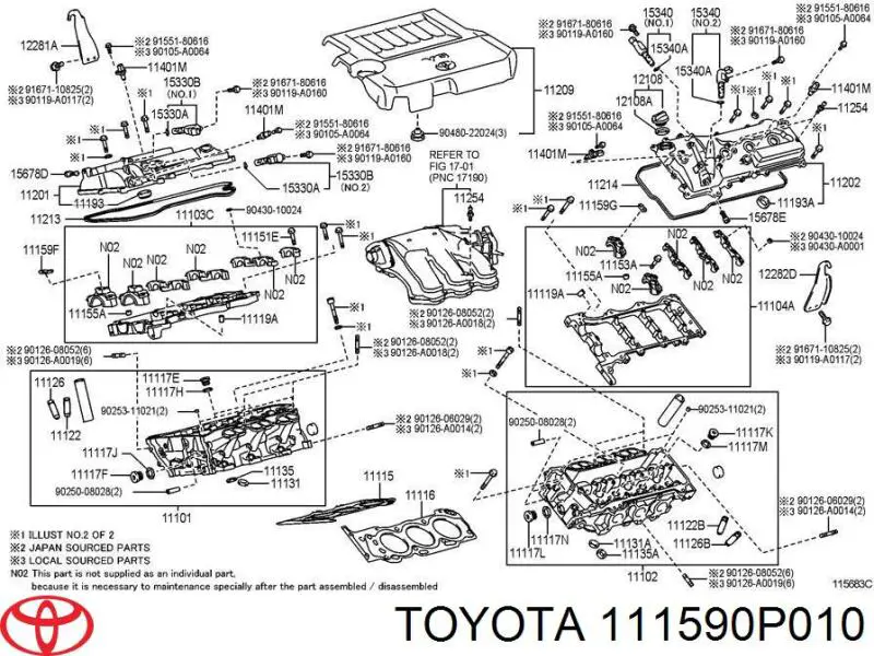 Купить 111590P010 Toyota Прокладка масляной магистрали управления муфтой
