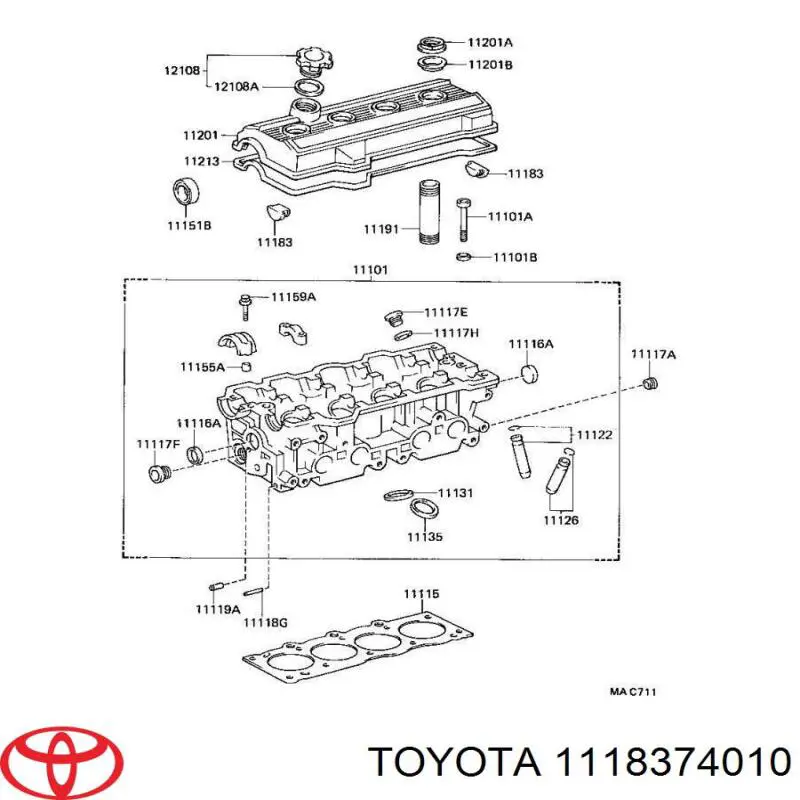 Заглушка клапанной крышки на Toyota Avensis T22