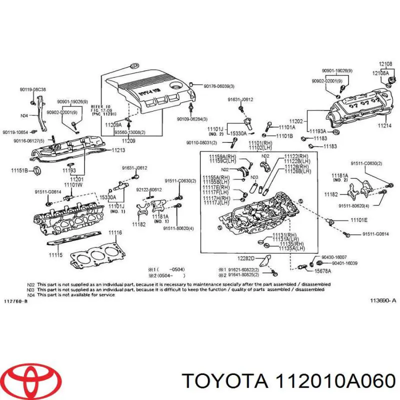 1120120100 Toyota tampa de válvulas direita