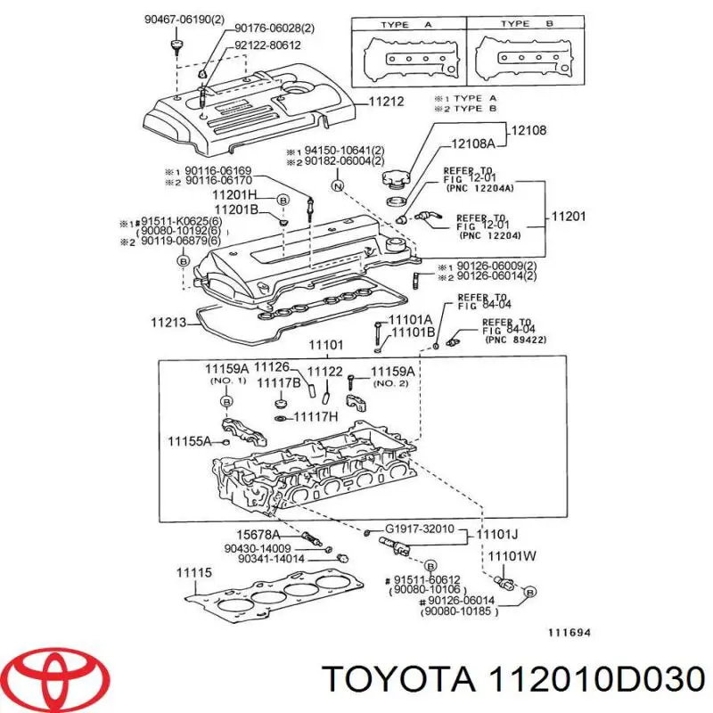 Купить 112010D030 Toyota Клапанная крышка