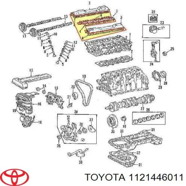 Прокладка клапанной крышки двигателя левая Toyota 1121446011