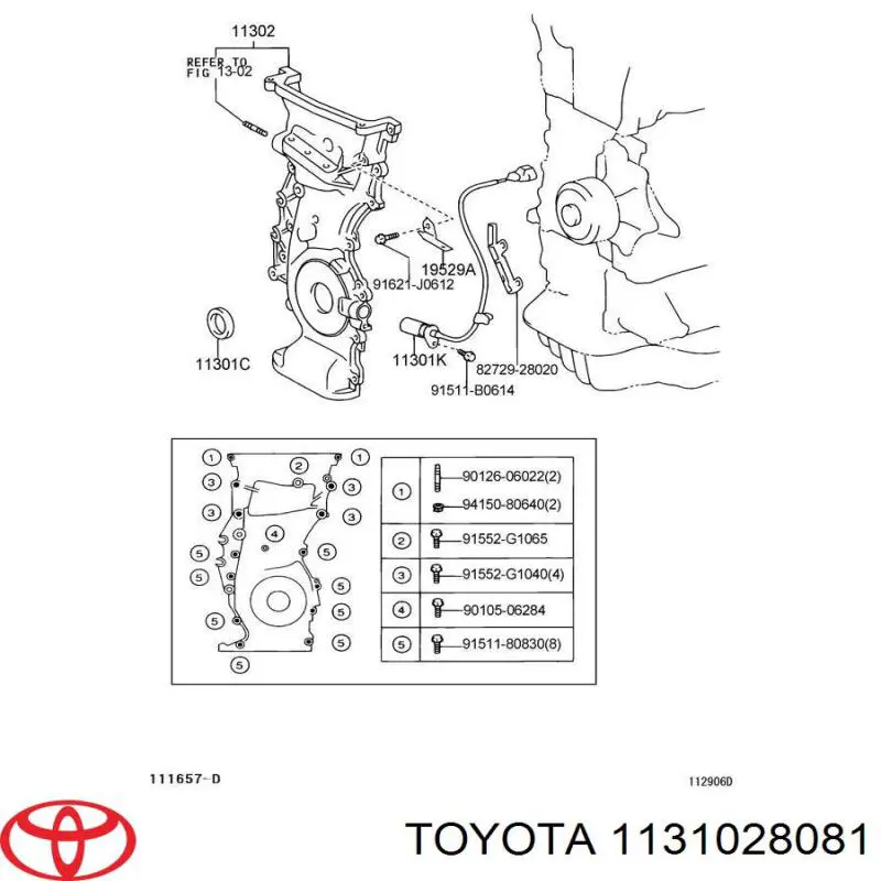 1131028080 Toyota tampa de motor dianteira