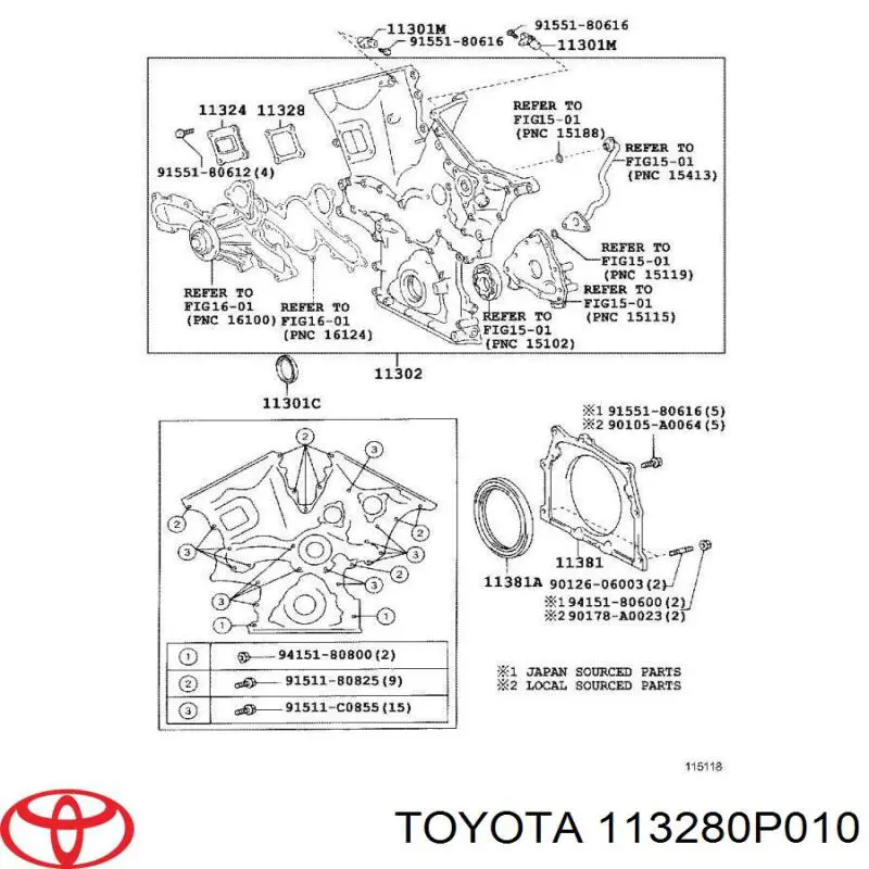 Vedante de tampa dianteira de motor para Toyota Camry (V40)