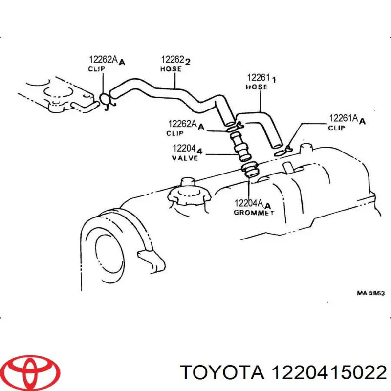 1220415022 Toyota клапан pcv вентиляции картерных газов