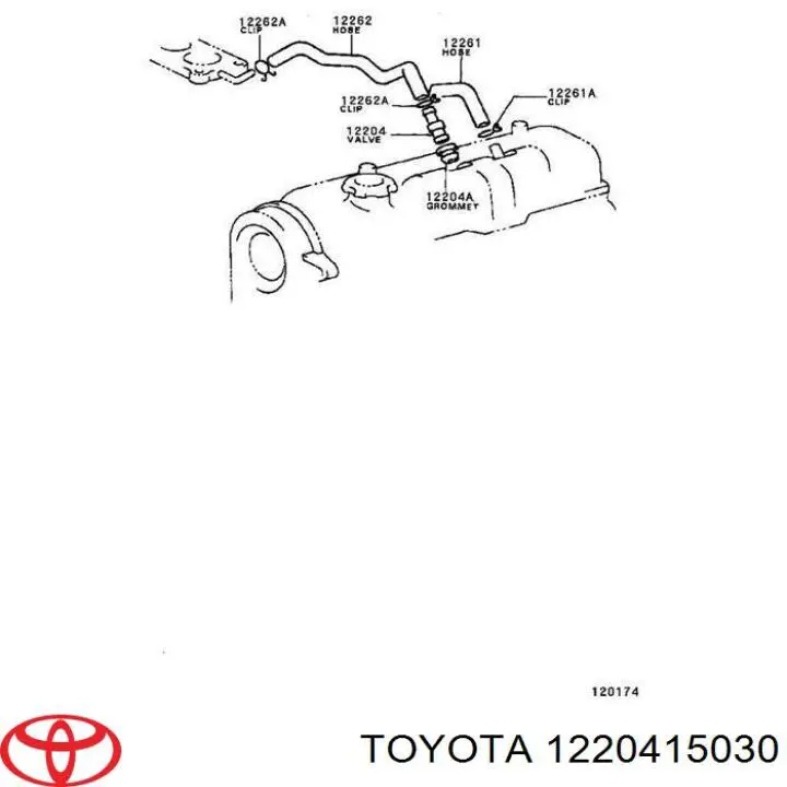 1220415030 Toyota клапан pcv вентиляции картерных газов