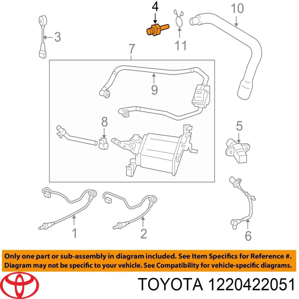 1220422051 Toyota клапан pcv вентиляции картерных газов