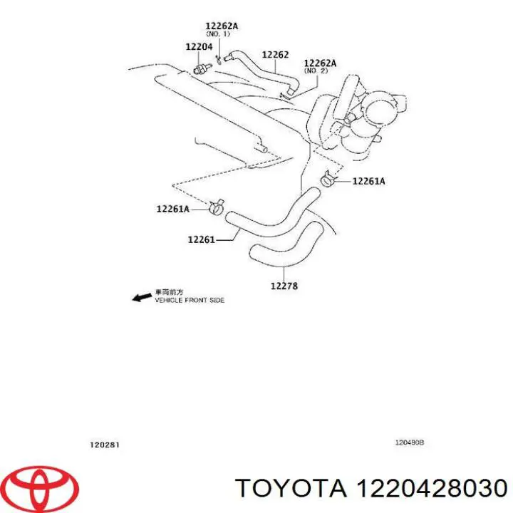  Válvula PCV de ventilação dos gases de cárter Toyota Camry VI sedan (V40) (2006 - 2011) VI