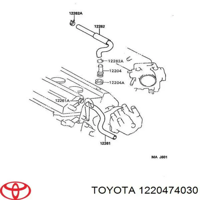Клапан PCV вентиляции картерных газов на Toyota RAV4 I Cabrio 