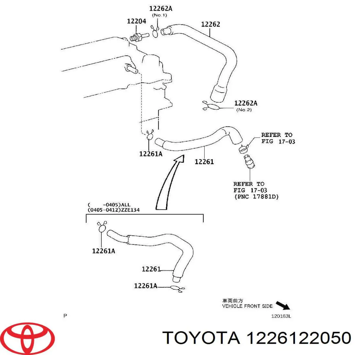 Cano derivado de ventilação de cárter (de separador de óleo) para Toyota Corolla  E15