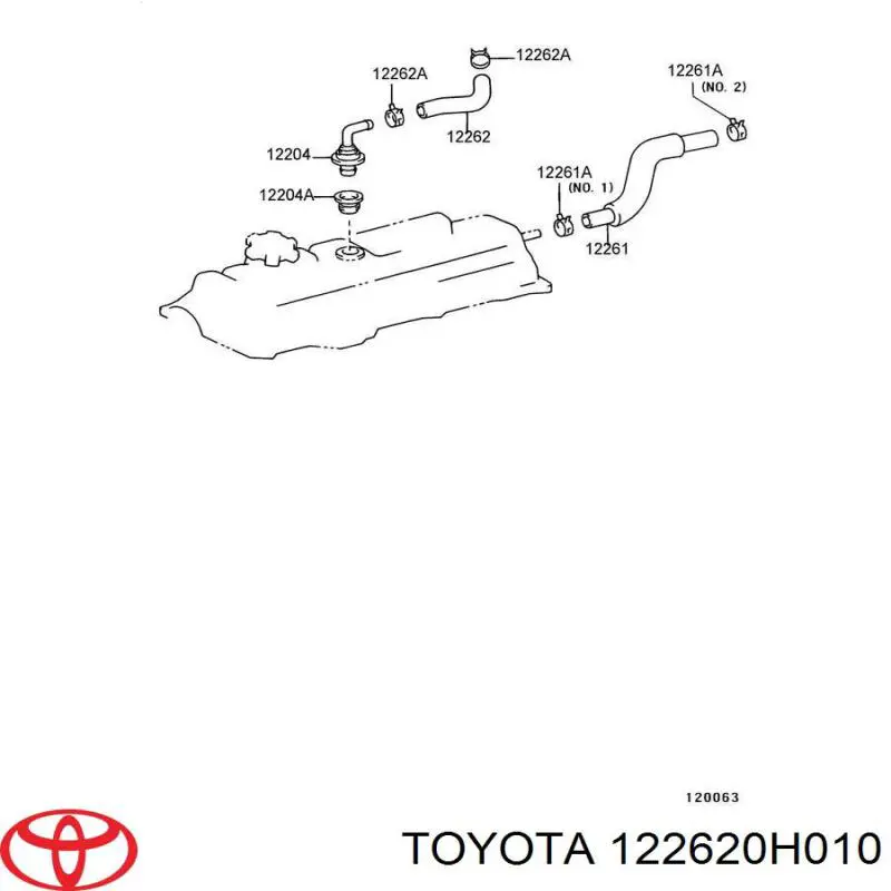 Патрубок вентиляции картерных газов 122620H010 Toyota