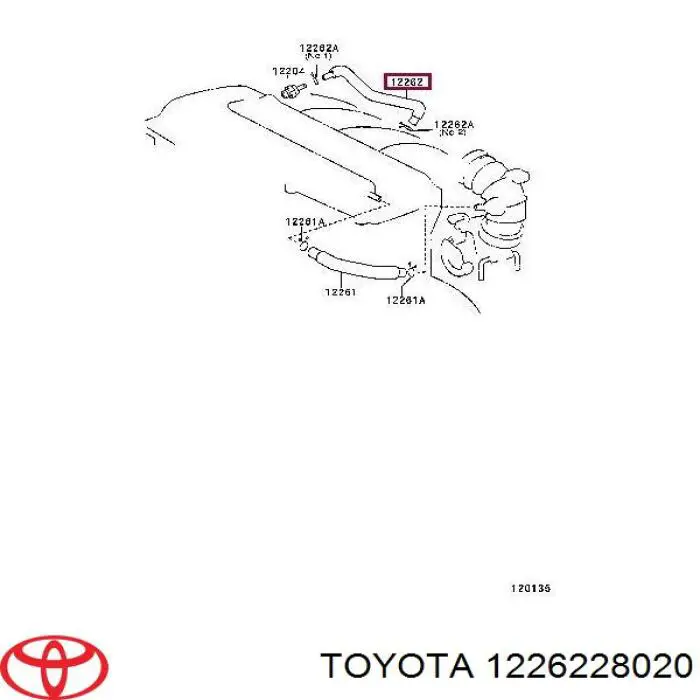 1226228020 Toyota патрубок вентиляции картера (маслоотделителя)