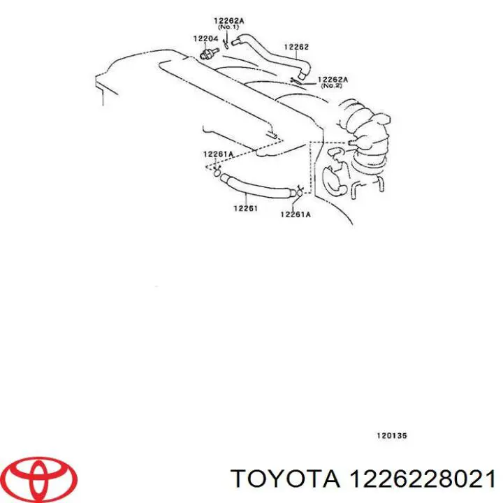1226228021 Toyota патрубок вентиляции картера (маслоотделителя)
